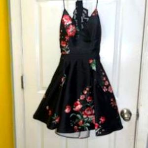 Black floral prom dress